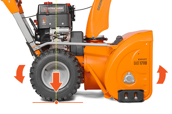 Идеальная развесовка. Центр тяжести машины расположен на уровне двигателя и колес. Лёгкое управление и манёвренность. Пониженная физическая нагрузка на оператора