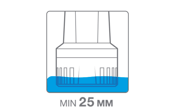 Конструкция насоса позволяет безопасно откачивать воду с частицами до 2 мм. При этом обеспечивается остаточный уровень воды всего в 25 мм.